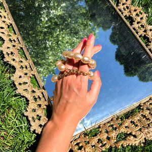 Vintage Rose Pearl with Gold Hardware Necklace